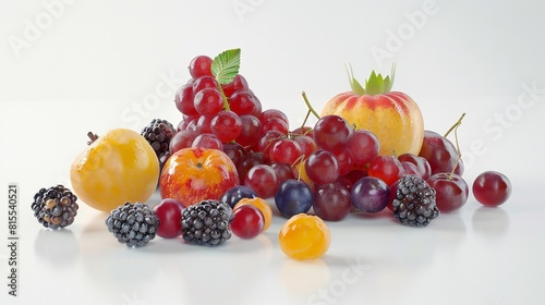 succulent summer fruits showcased against a backdrop of pure white  inviting indulgence.