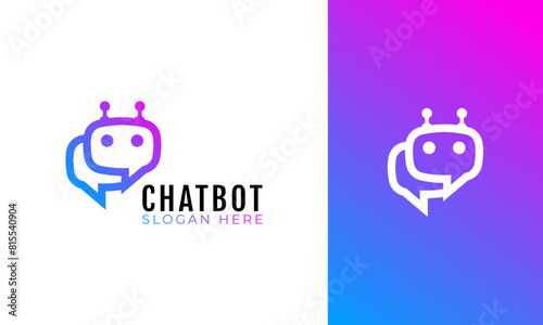 Chatbot logo design. Virtual assistant symbol with bubble concept