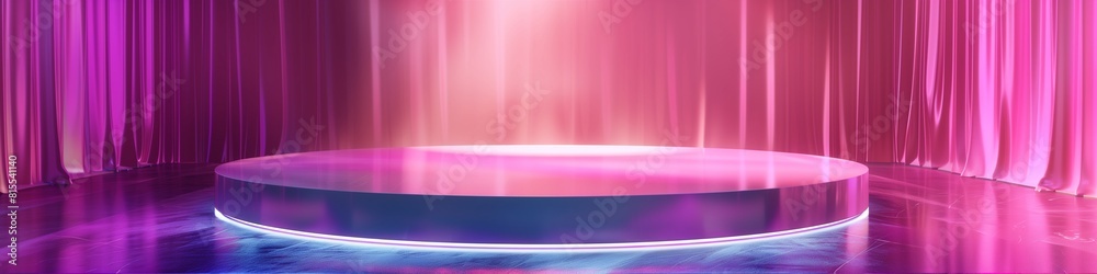 Vibrant glossy pink color Product Podium, minimalist platform background, Generated by AI