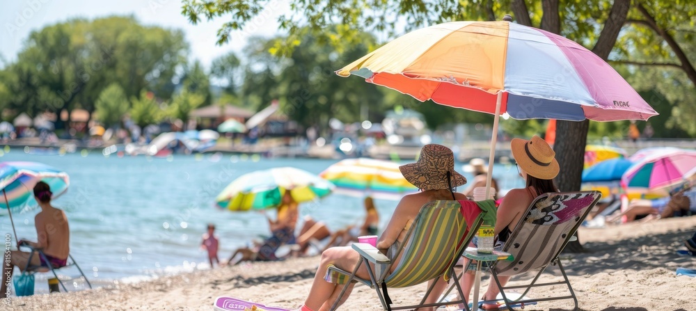 Labor day beach photography end of summer celebration with people enjoying a relaxing seaside day