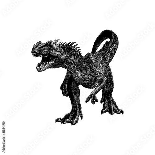 Allosaurus hand drawing vector isolated on background.	