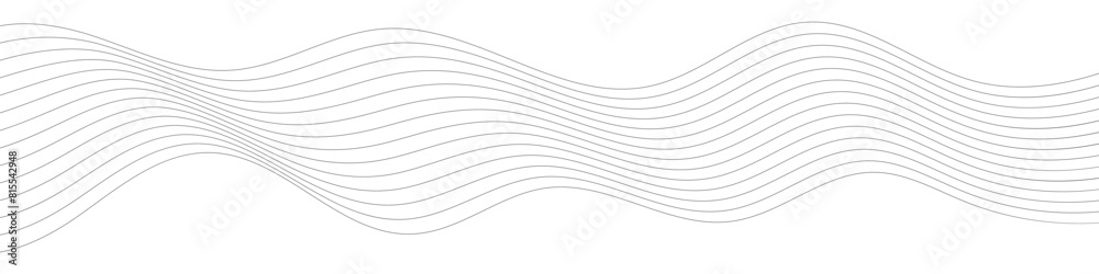 Thin line wavy abstract vector background. Curve wave seamless pattern. Line art striped graphic template. Futuristic technology concept. Vector illustration. 
