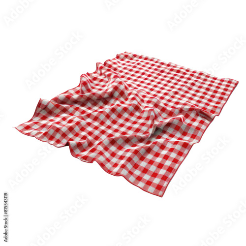 Picnic checkered floor cloth isolated on transparent background.