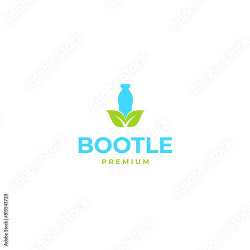 Bootle icon with leaf logo design template vector illustration idea