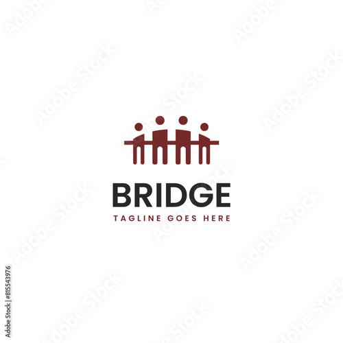 People family bridge logo design template vector illustration idea