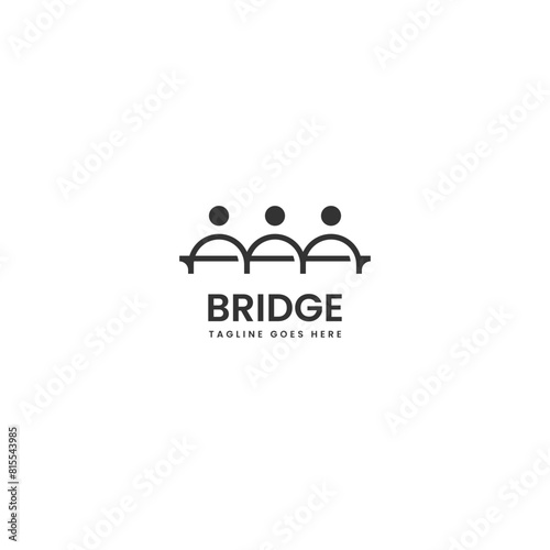 People family bridge logo design template vector illustration idea