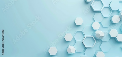 Visualize the synergy of aesthetics and functionality as you behold a real photo featuring a light blue background accented with hexagon shapes, offering generous white space for text, perfect for cra photo
