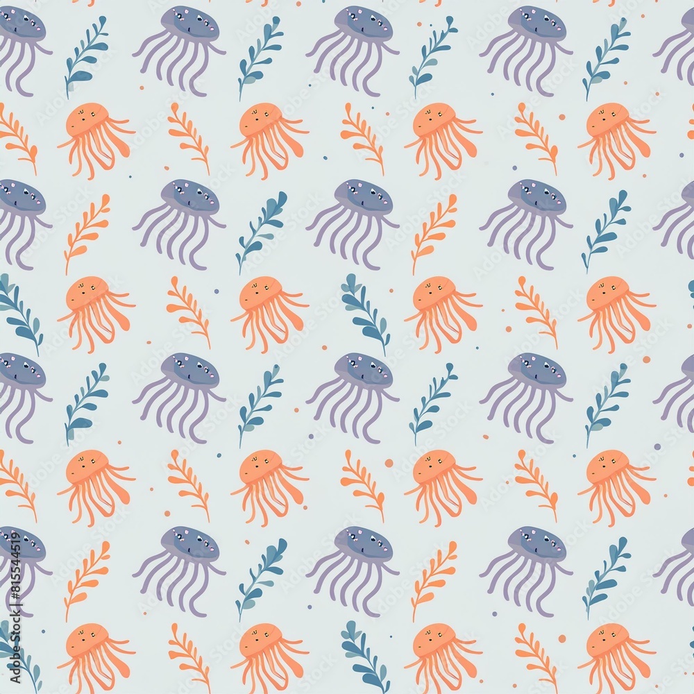 a pattern with sea creatures like octopuses, jellyfish, and starfish intertwined a pattern with sea creatures like octopuses, jellyfish, and starfish intertwined