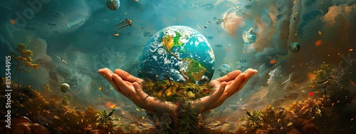 Planet earth in hands. Selective focus.