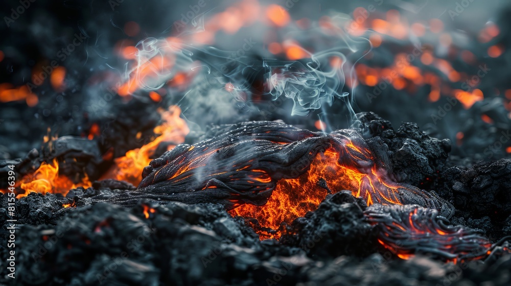 Evocative Memorial Day setting with lava and smoke, a symbolic representation of the brave soldiers who gave their lives for our freedom