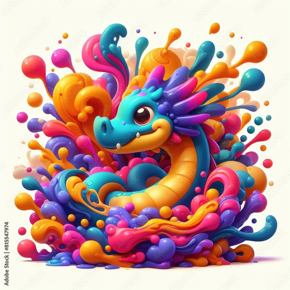 Little Dragon Adventure: Cute Cartoon Design with Oil Painting Technique Little Dragon Adventure: Cute Cartoon Design with Oil Painting Technique