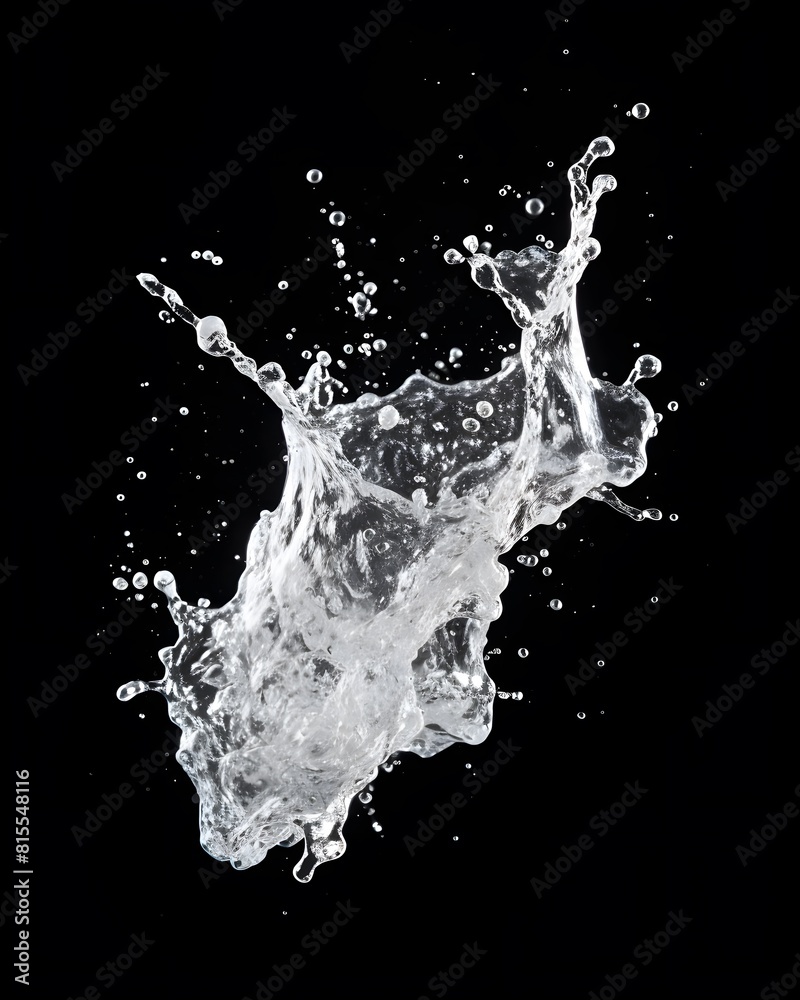 Water splash in the air on black background Water splash in the air on black background