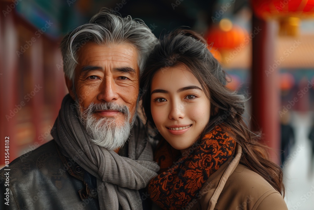 Asian Couple Posing at the Palace Museum Asian Couple Posing at the Palace Museum