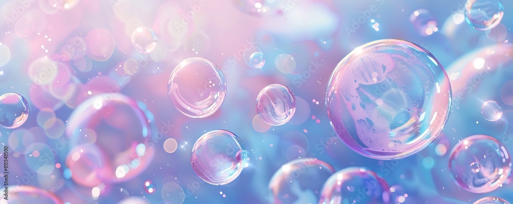 Background Illustration with Floating Soap Bubbles