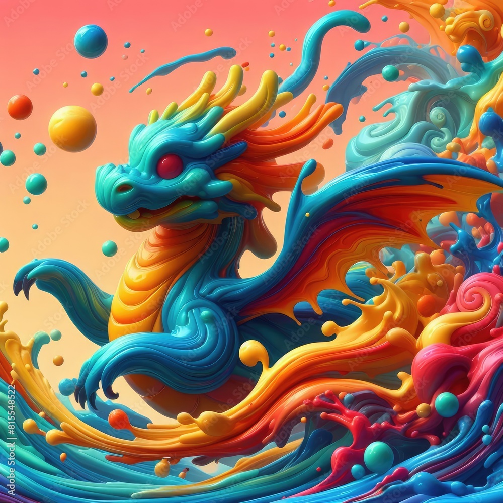 Little Dragon Adventure: Cute Cartoon Design with Oil Painting Technique