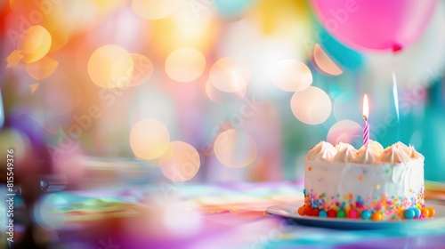 a blurry background of a celebration with a cake  bright colors  to be used as a background for social media.
