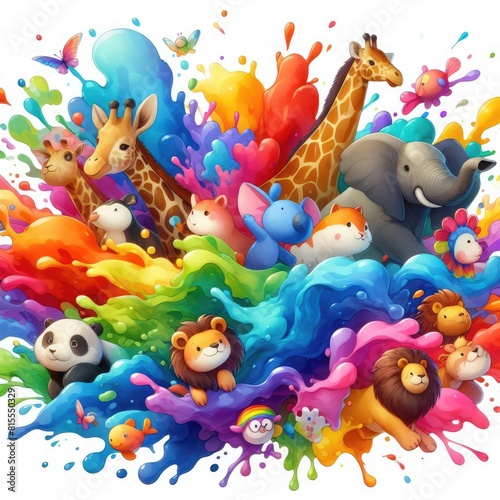Zoo Fun  Cartoon Animal Design with Watercolor Technique