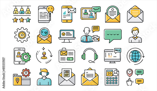 contact icon set. Solid icon collection, Editable stroke. Vector illustration.