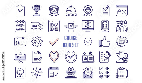 Choice icon set. Linear icon collection, Editable stroke, Vector illustration.