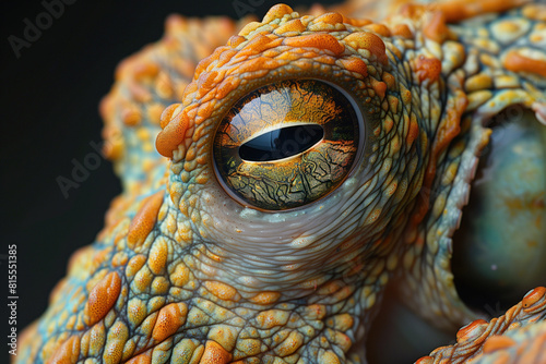 Close up of the eye of a spotted octopus,