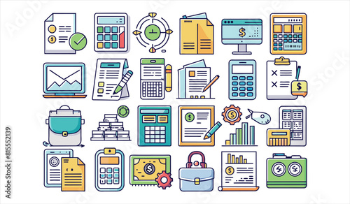 accounting icon set. Solid icon collection, Editable stroke. Vector illustration.