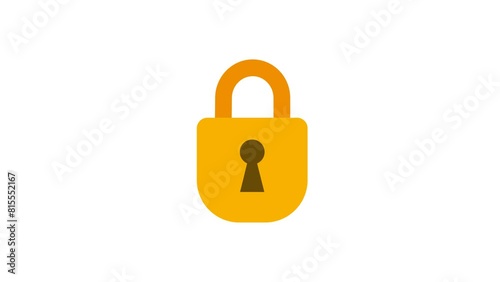 Animation of a yellow padlock on a white background