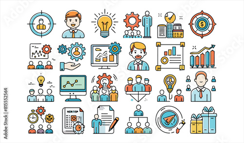  business icon set collection. Solid icon collection, Editable stroke. Vector illustration.