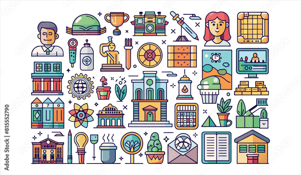 Naklejka premium art icon set. Solid icon collection, Editable stroke. Vector illustration.