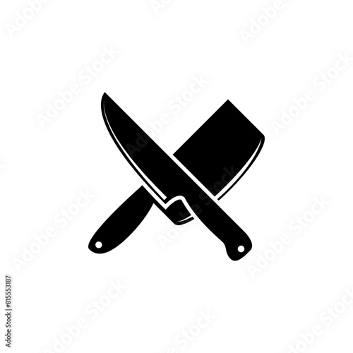 Meat Cutting Knives, Butcher Tools flat vector icon. Simple solid symbol isolated on white background. Meat Cutting Knives, Butcher Tools sign design template for web and mobile UI element