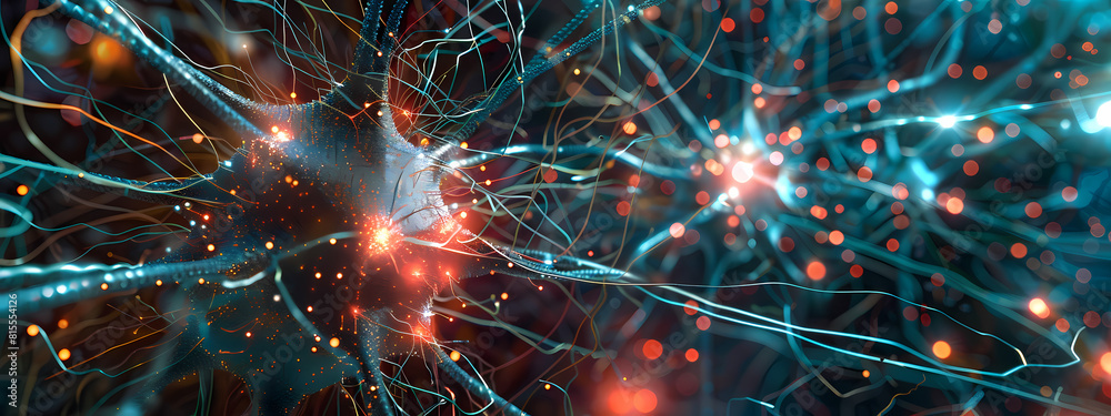 Fototapeta premium Cybernetic Synapses: Data Transmission in Action