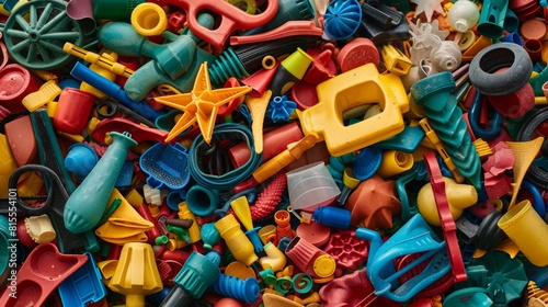 Pile of mixed tipes of plastic objects background  iperrealistic photo  raw  --ar 16 9 Job ID  4b144d4f-34a8-4606-b501-7a0035c61361