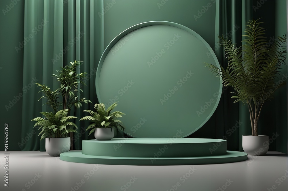Background green podium product platform 3D display stage stand luxury ...