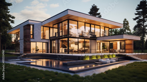 Modern house with panoramic windows © riaz