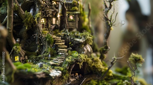 Mystical Miniature Treehouses in Enchanted Forest © Newaystock