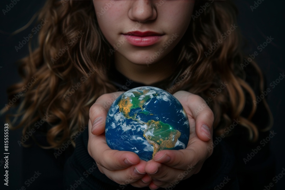 Woman s hands cradling earth symbol of environmental conservation and saving the planet concept Woman s hands cradling earth symbol of environmental conservation and saving the planet concept