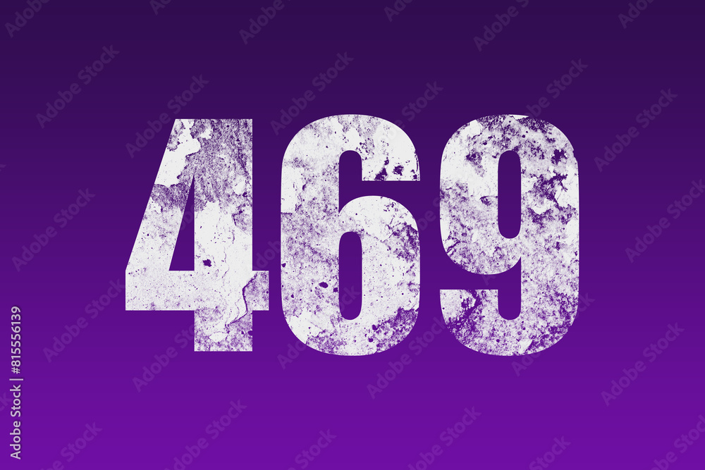 flat white grunge number of 469 on purple background. flat white grunge number of 469 on purple background.