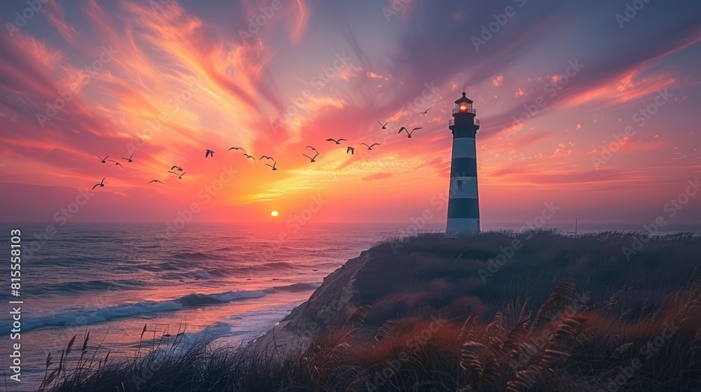 Seagulls flying around the Cape Hatteras Light, Outer Banks, North Carolina USA Outer Banks North Carolina, United States of America