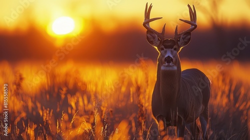Silhouette of a mule deer (Odocoileus hemionus) at sunset in Grasslands National Park  Saskatchewan Canada Generative AI photo
