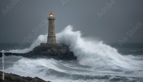 A solitary lighthouse standing sentinel against th upscaled_2