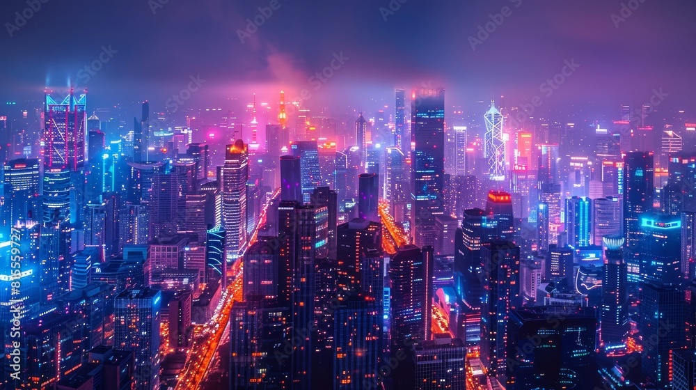 A stunning view of a cyberpunk city at night A stunning view of a cyberpunk city at night