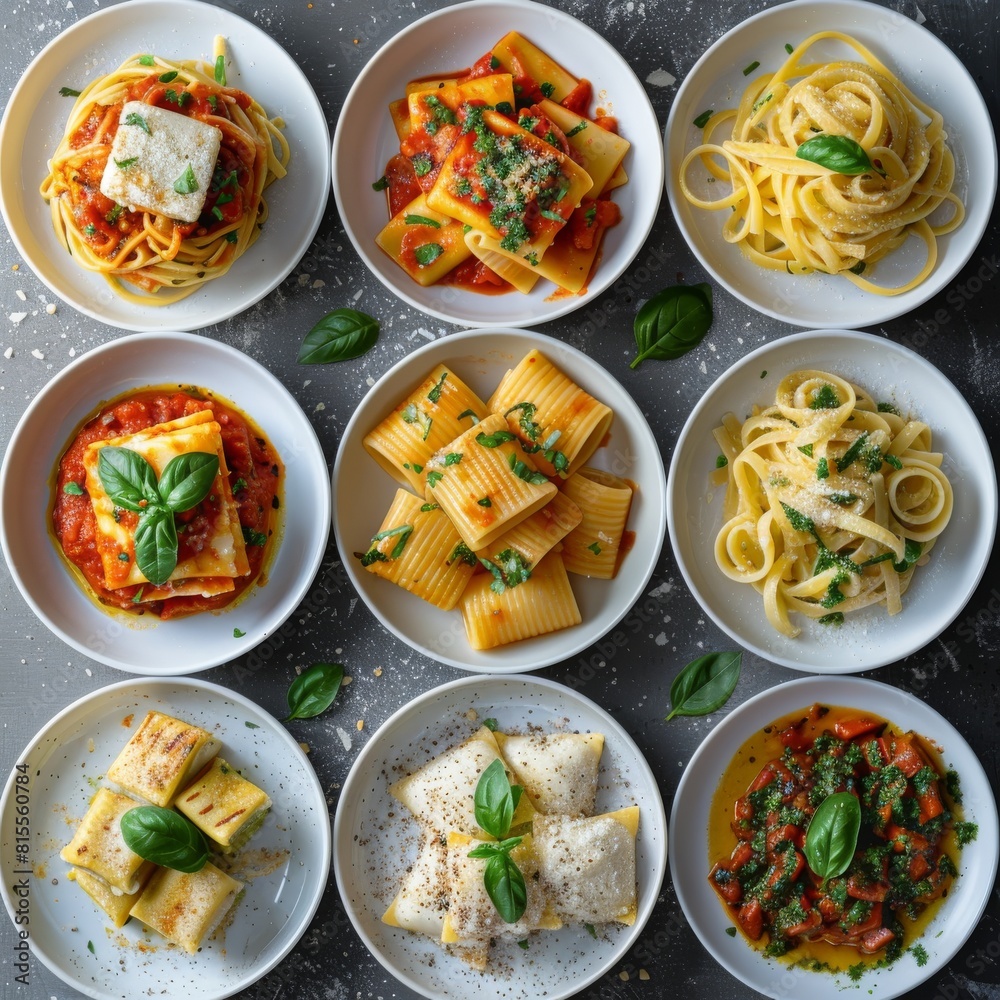 Plate of pasta covered in various savory sauces Plate of pasta covered in various savory sauces