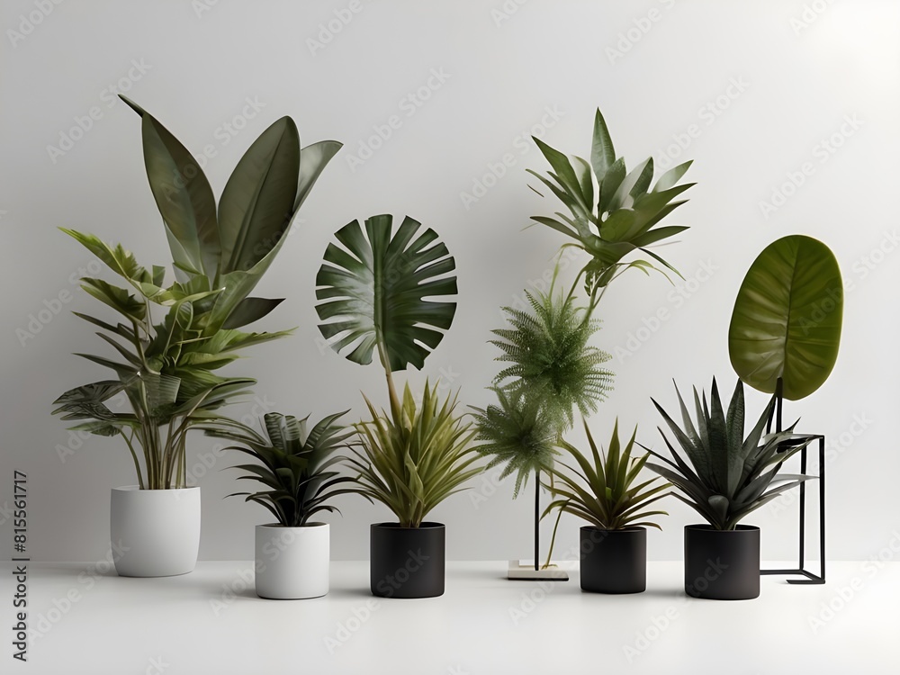 plants in pots With isolated White Background Generative Ai