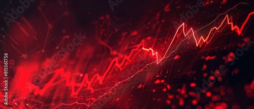Abstract economic graph in red over a dark setting, portraying the dramatic impacts of a market recession,
