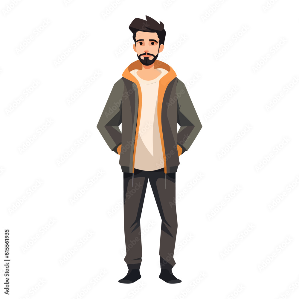 Vector Illustration of Man Standing in Casual Outfit.