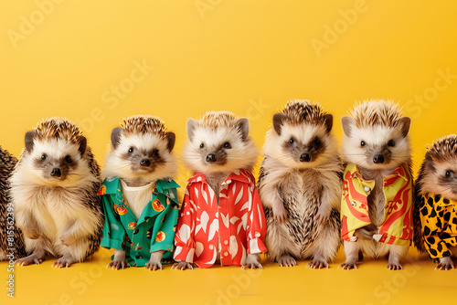 Fashion-forward hedgehogs in stylish outfits