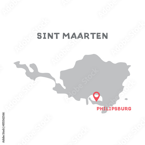 sint maarten vector map illustration, country map silhouette with mark the capital city of sint maarten inside. vector illustration. All countries can be found in my portfolio
