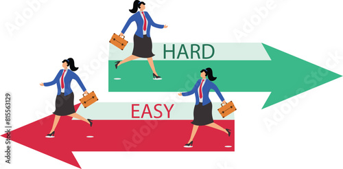 Easy career path with many enthusiasts and a hard career path with few enthusiasts