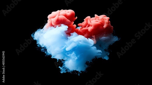 Vibrant heart shaped explosion of colorful smoke clouds in a mesmerizing and stunning display