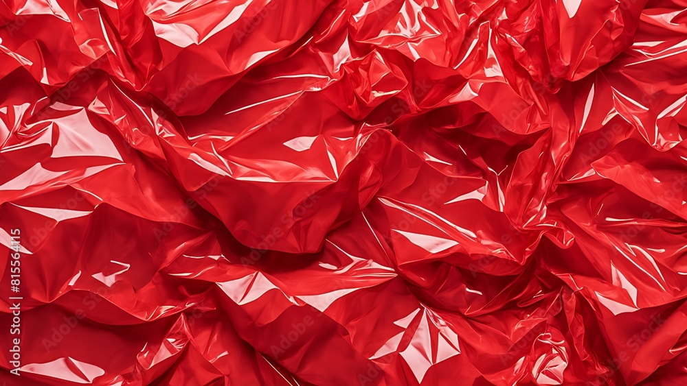 Abstract seamless cellophane horizontal background. Glossy crumpled texture, rich red color Abstract seamless cellophane horizontal background. Glossy crumpled texture, rich red color