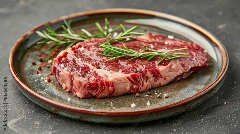 Close-up shot of a premium horse steak, decorated for an exquisite dining experience, focused and clear on an isolated background Close-up shot of a premium horse steak, decorated for an exquisite dining experience, focused and clear on an isolated background